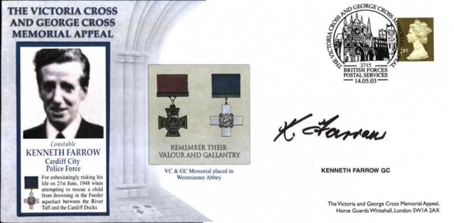 George Cross cover Signed K Farrow GC