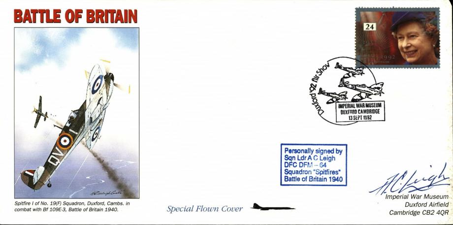 Battle of Britain cover Sgd A C Leigh a BoB Pilot 64 Sq