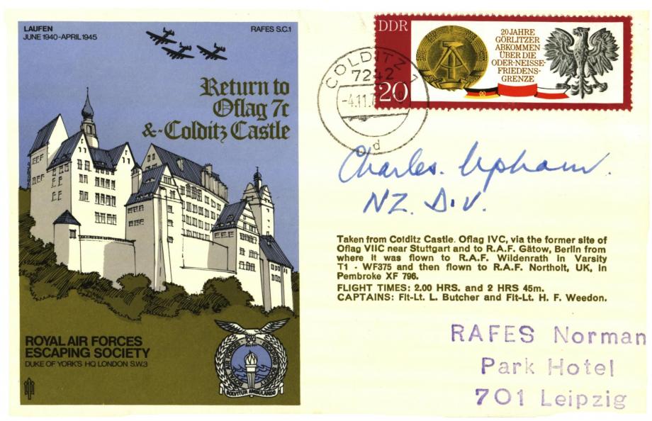 Colditz Cover Signed Charles Upham VC And Bar
