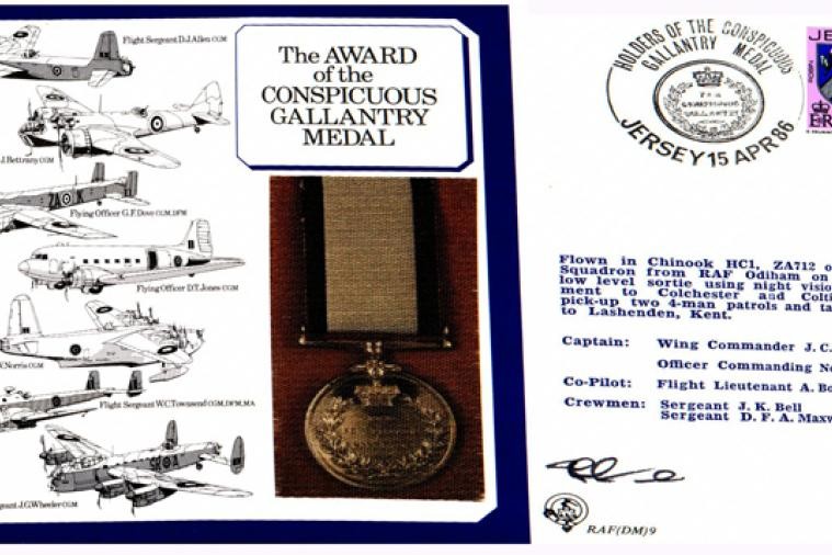 Conspicuous Gallantry Medal cover Unknown signature