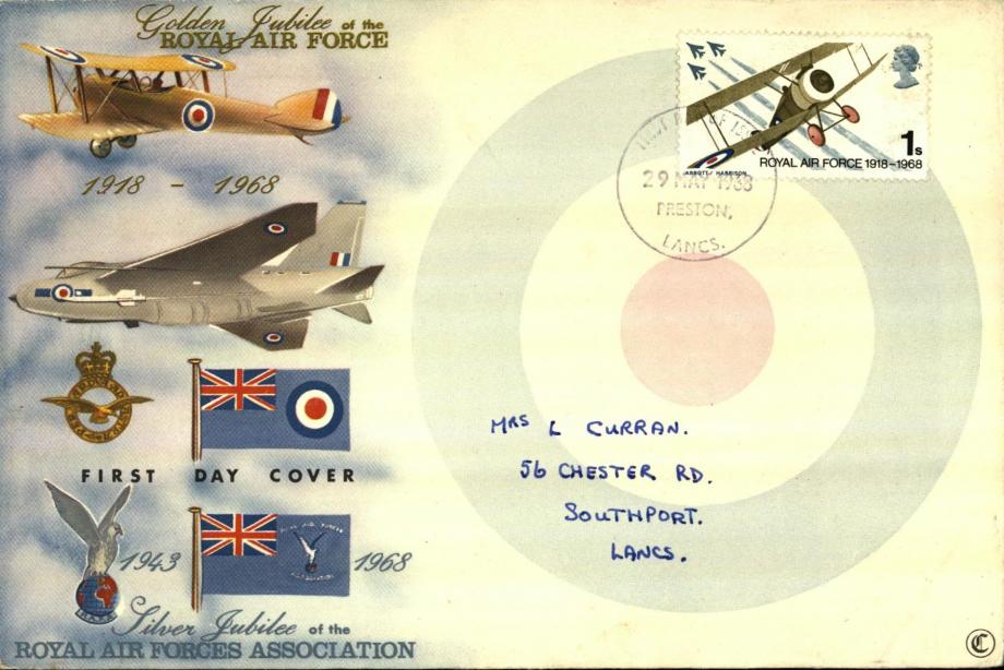 50th Anniversary of the RAF FDC Preston postmark