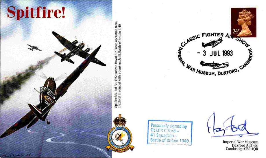 Battle Of Britain Cover Signed R C Ford A BoB Pilot With 41 Squadron