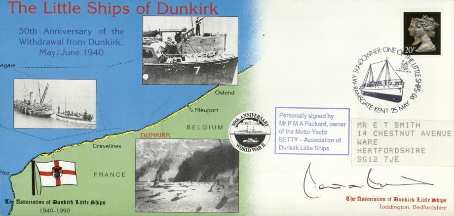 Dunkirk Little Ships cover Sgd P MA Packard