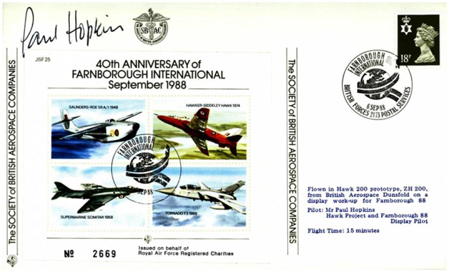 Farnborough International 1988 cover Sgd P Hopkins