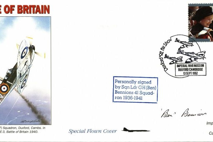 Battle of Britain cover Sgd G H Bennions a BoB Pilot 41 Sq