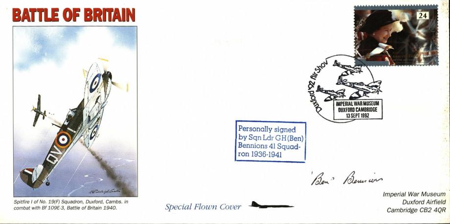 Battle of Britain cover Sgd G H Bennions a BoB Pilot 41 Sq