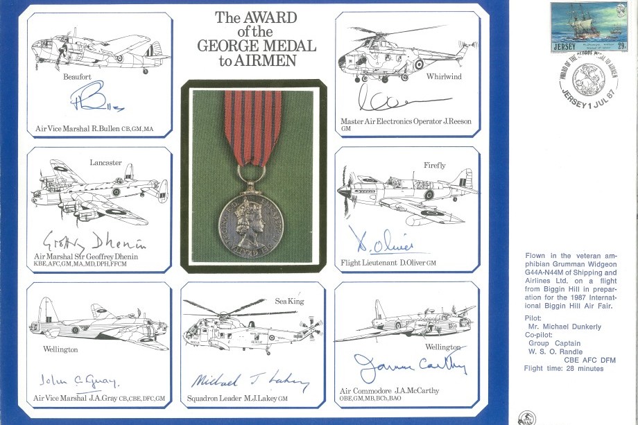 George Medal to Airmen.Large Signed cover