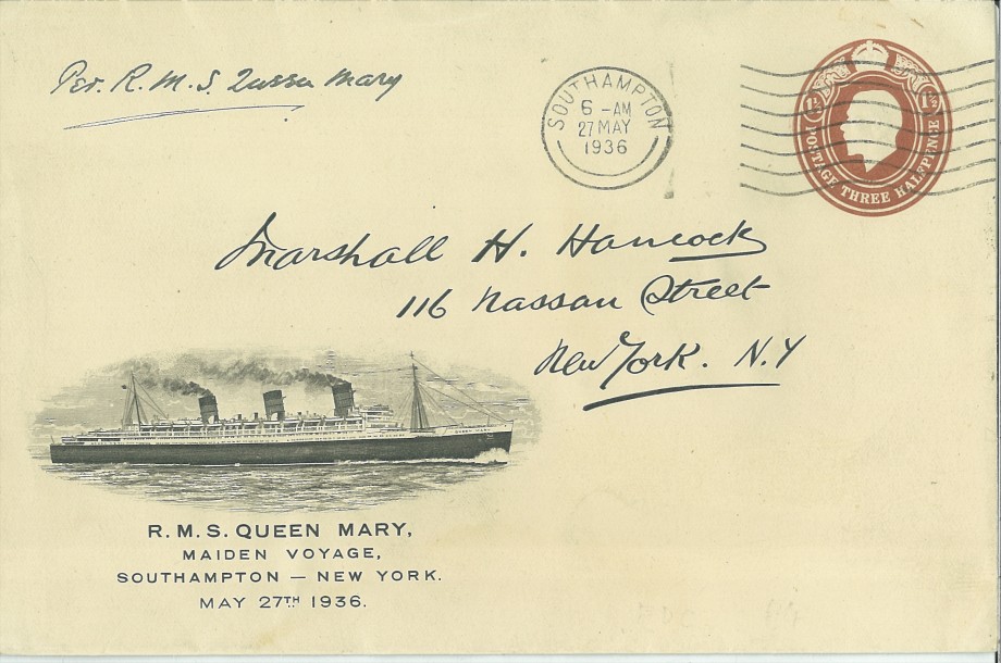 RMS Queen Mary cover Maiden voyage 1936