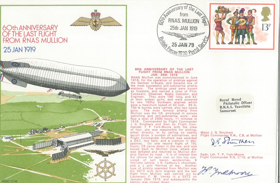 RNAS Mullion cover Signed by Major J G Struthers the Flight Commander of C9 at Mullion and Sq L T P York-Moore the Flight Commander of C10 at Mullion