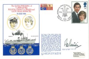 Royal Wedding of Commander HRH The Prince of Wales and Lady Diana Spencer cover Signed by Admiral Sir Desmond Cassidi the Second Sea Lord