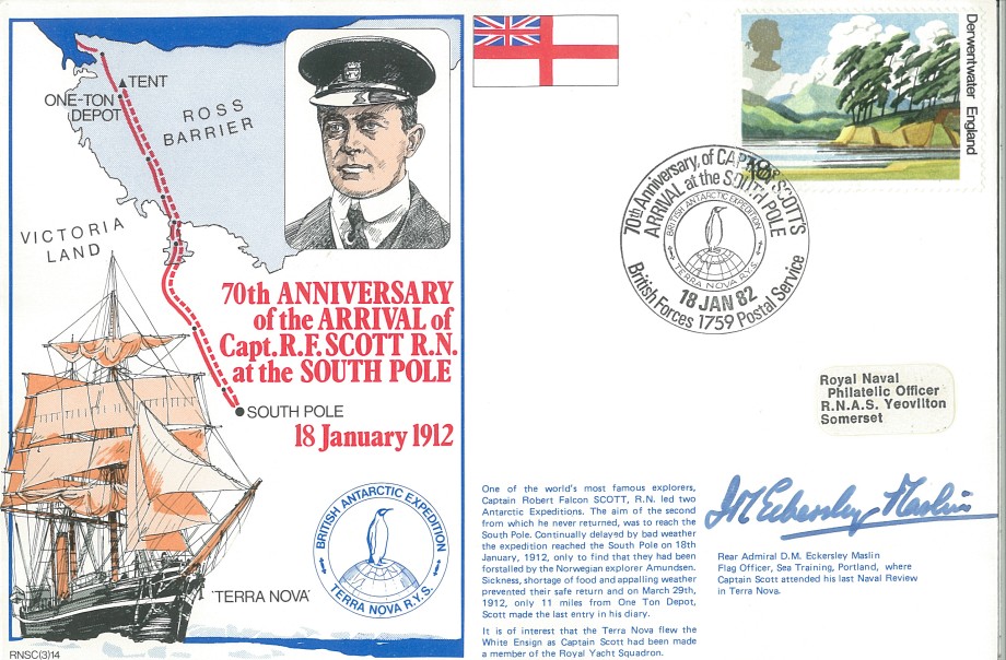Captain R F Scott RN at the South Pole cover Signed by Rear Admiral D M Eckersley Maslin