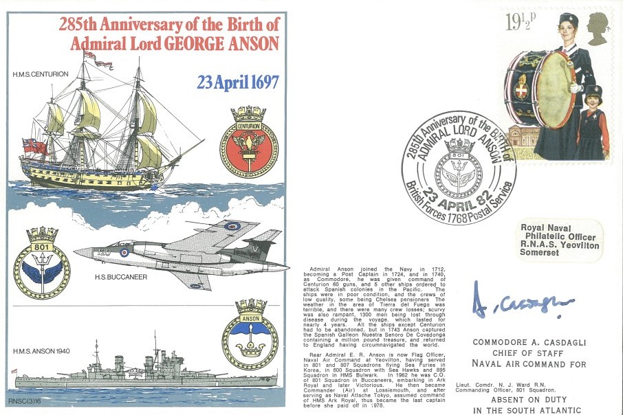 Admiral Lord George Anson cover Sgd by Commodore A Casdagli the Chief of Staff Naval Air Command