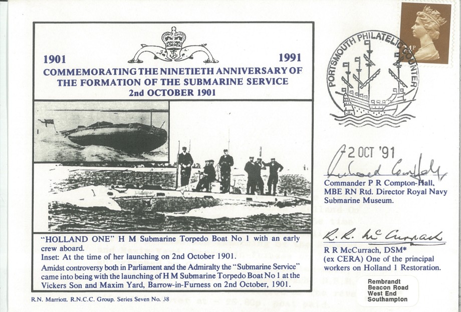 Submarine Service cover Signed by Commander P R Compton and R R McCurrach