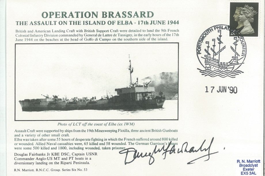 Operation Brassard cover Signed by the actor Doglas Fairbanks Junior who was a Captain in the USNR