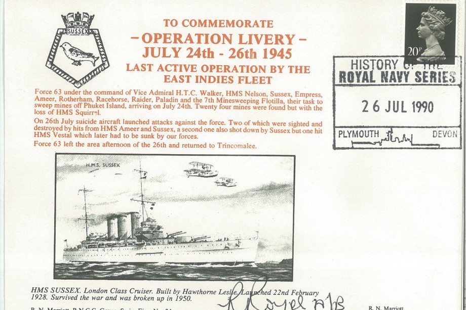 Operation Livery cover Showing HMS Sussex  Unknown signature