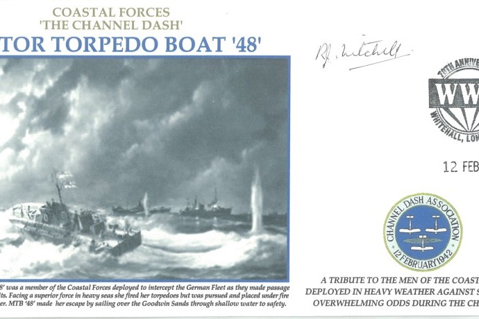 Motor Torpedo Boat 48 cover Signed by R J Mitchell who served on MTB 48