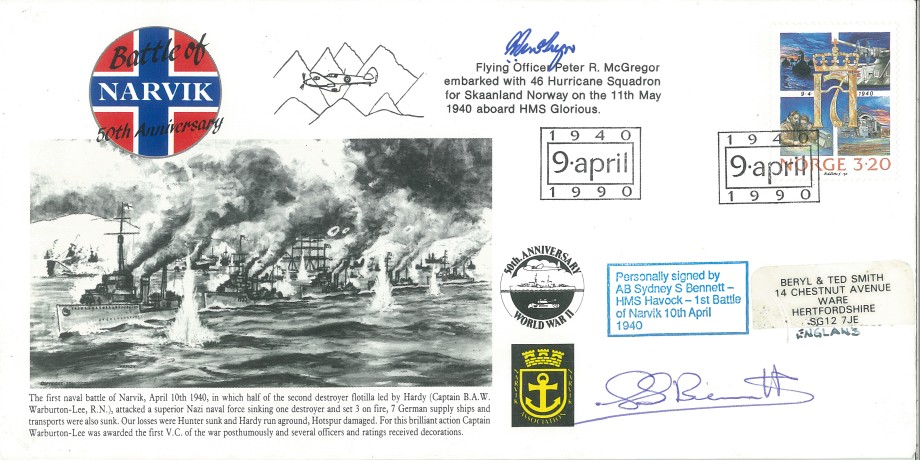 Naval cover Battle of Narvik Sgd S Bennett and P R McGregor of 46 Sq