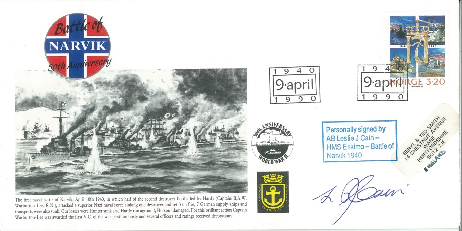 Naval cover Battle of Narvik Sgd L Cain