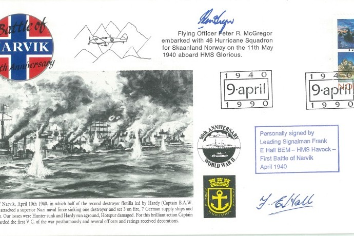 Naval cover Battle of Narvik Sgd F E Hall and P R McGregor of 46 Sq