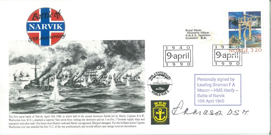 Naval cover Battle of Narvik Sgd F A Mason