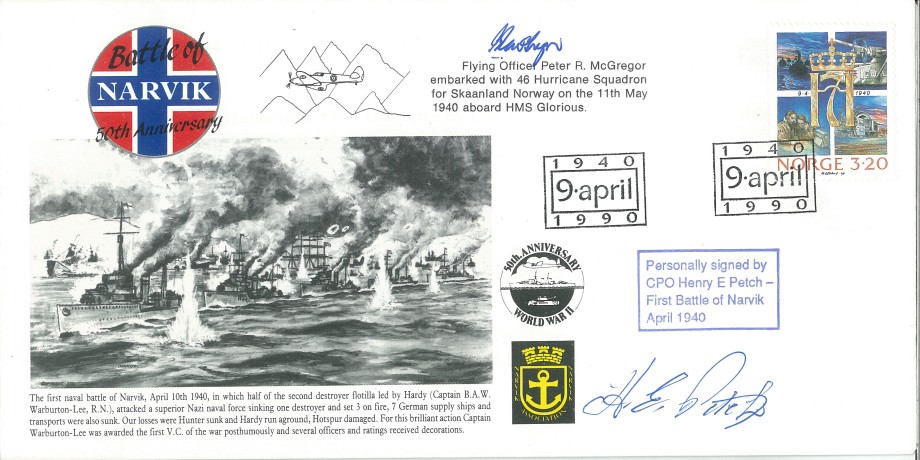 Naval cover Battle of Narvik Sgd H E Petch and P R McGregor of 46 Sq