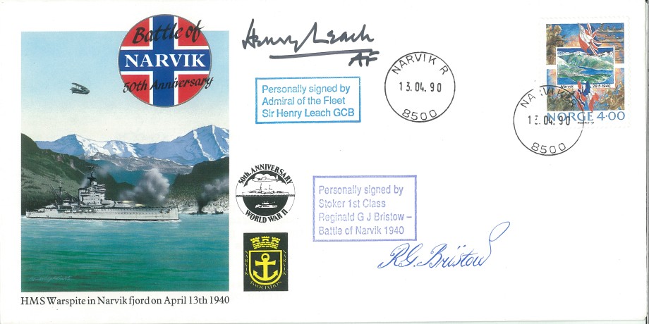 Naval cover Battle of Narvik Sgd R G J Bristow and Sir Henry Leach