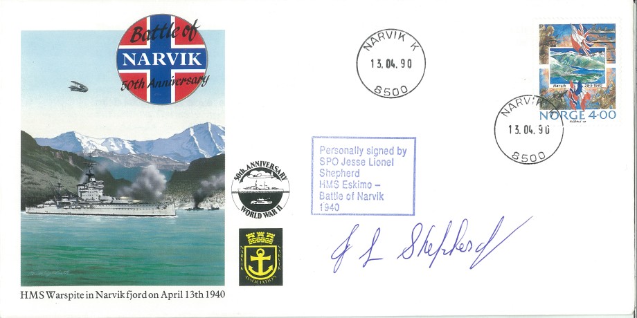 Naval cover Battle of Narvik Sgd J L Shepherd