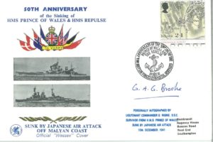 HMS Prince of Wales and HMS Repulse cover Sgd by G A G Brooke who survived the Japanese Attack