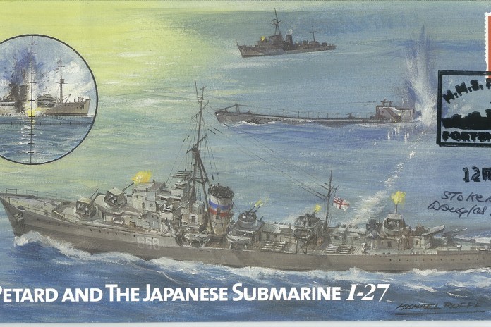 HMS Petard cover Signed by Stoker 1st Class D A Ratcliffe who was serving on HMS Petard in this action