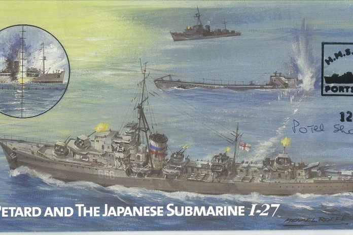 HMS Petard cover Signed by IC Radio Eric Shove who was serving on HMS Petard in this action