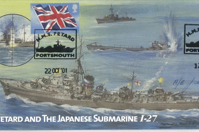 HMS Petard cover Signed by Stoker 1st Class J H Tiller who was serving on HMS Petard in this action