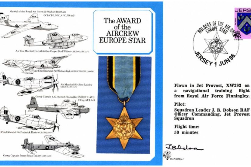Aircrew Europe Star cover Signed J B Dobson
