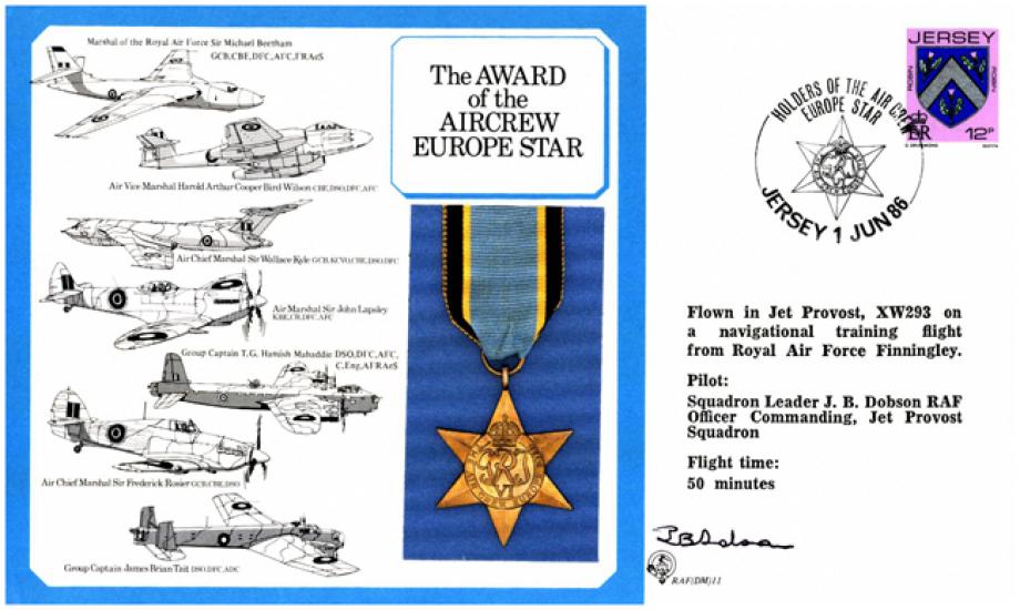Aircrew Europe Star cover Signed J B Dobson