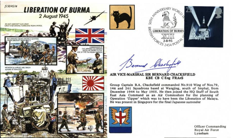 Liberation of Burma cover Sgd Sir B Chacksfield