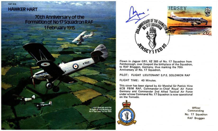 Hawker Hart cover 17 Squadron Signed AM Sir Patrick Hine