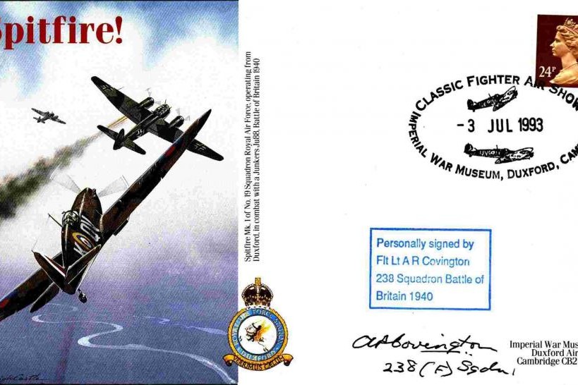 Battle Of Britain Cover Signed A R Covington A BoB Pilot With 238 Squadron