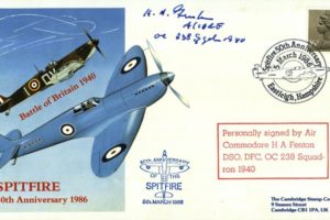 Spitfire Cover Signed By H A Fenton A BoB Pilot And OC Of 238 Squadron