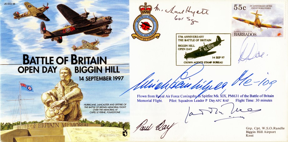 Battle of Britain Cover Signed By Doe Day Lucas Hyatt Steinhilper
