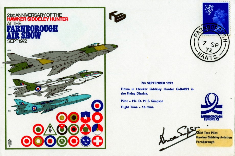 Hawker Siddeley Hawk Hunter cover Sgd D M S Simpson