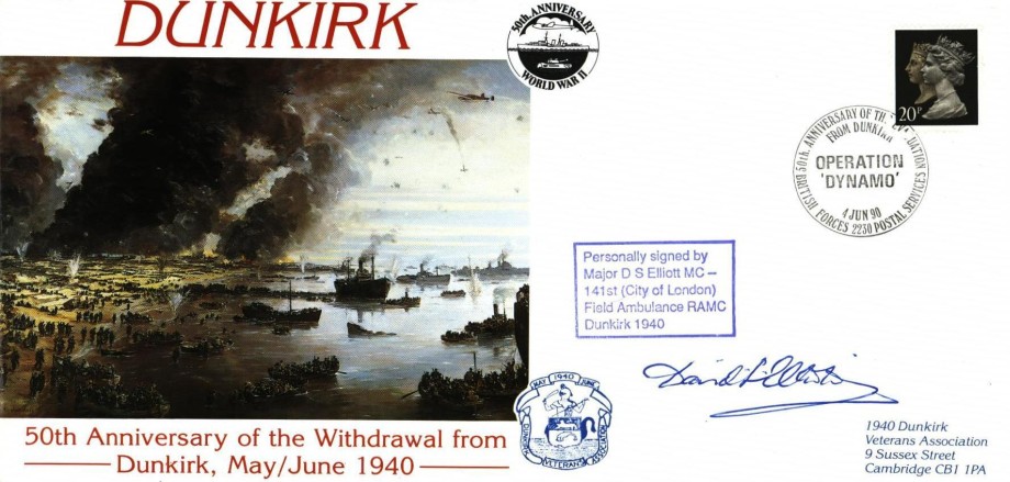 Dunkirk Cover Signed Maj D S Elliott