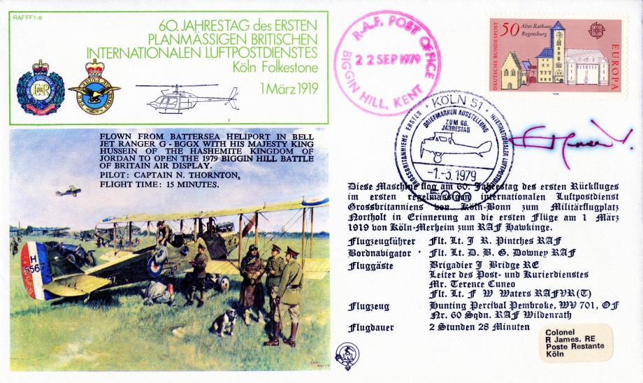 First scheduled UK International Air Mail Service cover