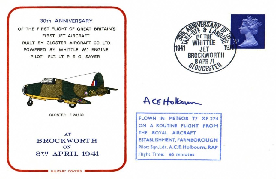 Gloster E 28/39 cover Sgd A C E Holbourn