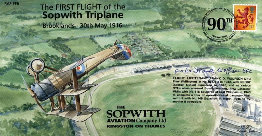 Sopwith Triplane cover Sgd F D Wolfson 192 Sq