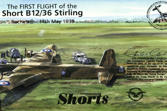 Short B12/36 Stirling cover Sgd C Clarke of 619 Sq