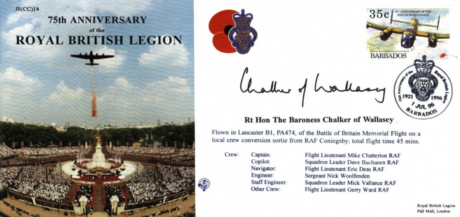 British Legion cover Sgd Baroness Chalker