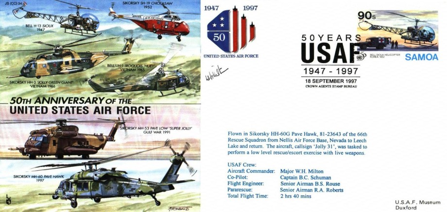 50th Anniversary of the USAF cover Sgd Milton