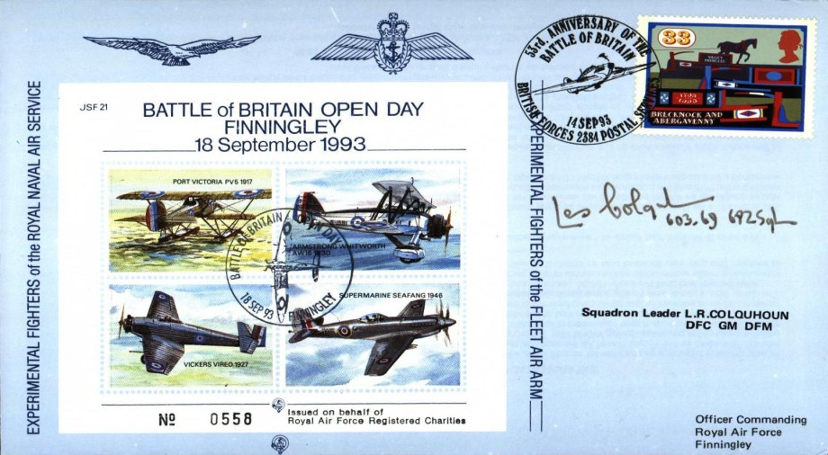 BoB Open Day at RAF Finnigley 1993 cover Sgd L R Colquhoun of 603 Sq