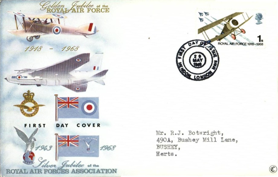 50th Anniversary of the RAF FDC Hendon postmark