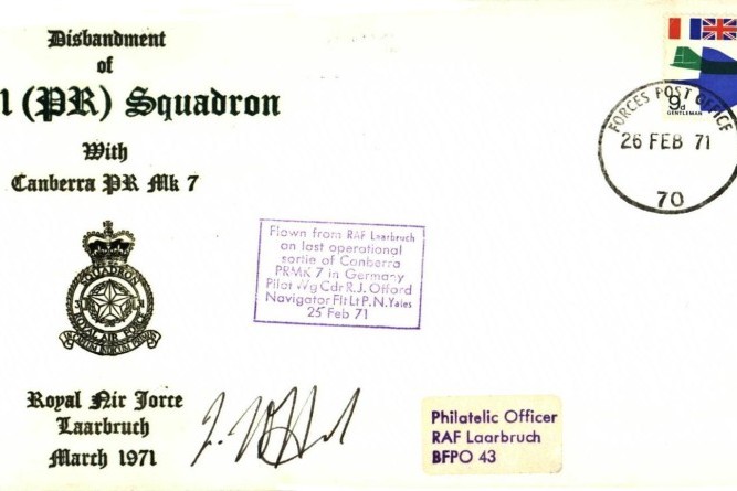 Disbandment of 31 Squadron cover Sgd pilot R J Offord