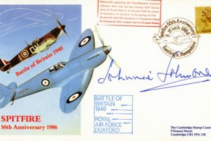 Spitfire Cover Signed Johnnie Johnson With 19 Squadron And 616 Squadron